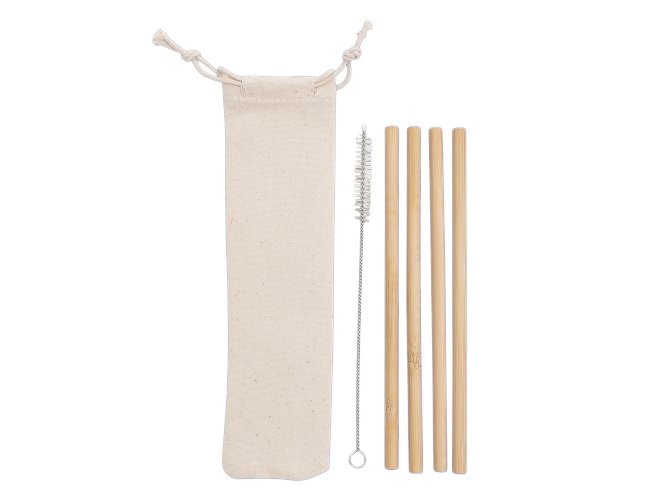 Kit Canudos de Bambu com Escova de Limpeza